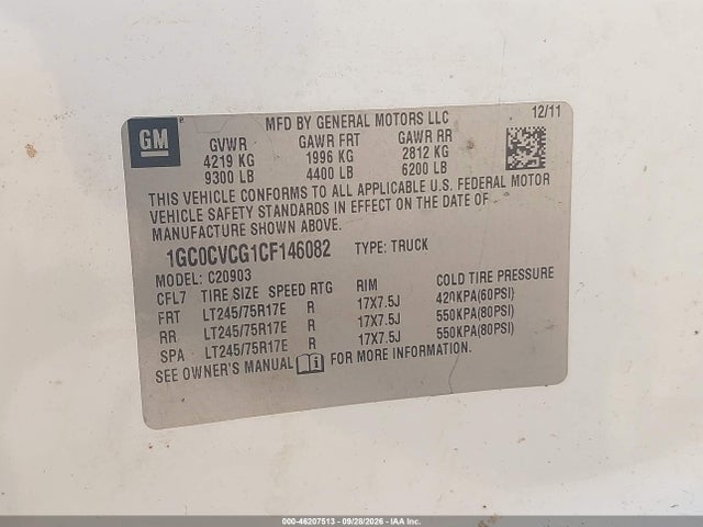 Продажа на аукционе авто 2012 Chevrolet Silverado C2500 Heavy Duty, vin: 1GC0CVCG1CF146082, номер лота: 46207513