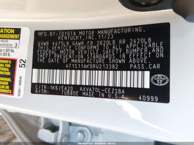 Toyota CAMRY SE 2024 4T1S11AK0RU213382 Image 9