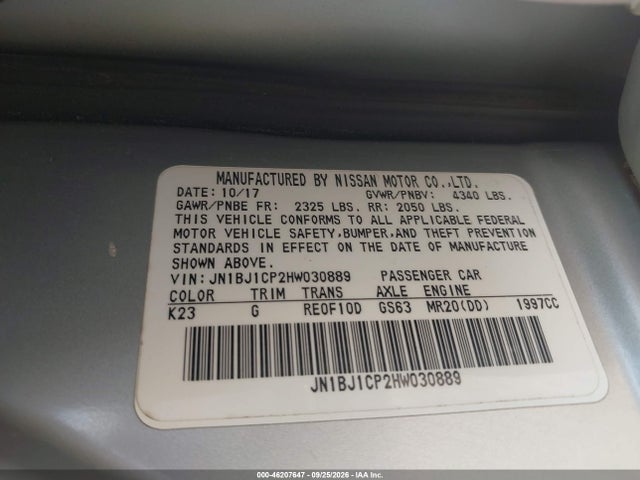 Aukcja sprzedaży 2017 Nissan Rogue Sport S, vin: JN1BJ1CP2HW030889, numer aukcji: 46207647