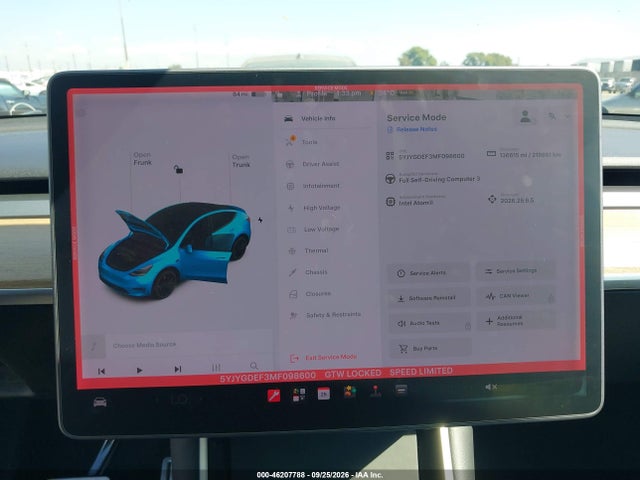 46207788 :رقم المزاد ، 5YJYGDEF3MF098600 vin ، 2021 Tesla Model Y Performance Dual Motor All-wheel Drive مزاد بيع