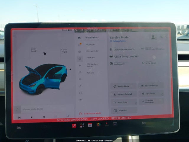 46207788 :رقم المزاد ، 5YJYGDEF3MF098600 vin ، 2021 Tesla Model Y Performance Dual Motor All-wheel Drive مزاد بيع