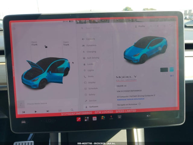 46207788 :رقم المزاد ، 5YJYGDEF3MF098600 vin ، 2021 Tesla Model Y Performance Dual Motor All-wheel Drive مزاد بيع