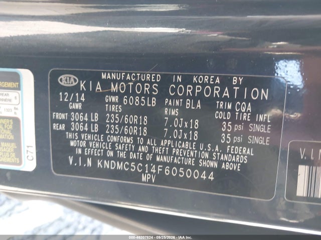 Продаж на аукціоні авто 2015 Kia Sedona Sx, vin: KNDMC5C14F6050044, номер лоту: 46207824