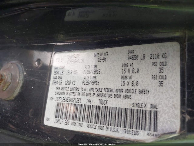 Продаж на аукціоні авто 1995 Dodge Dakota, vin: 1B7FL26X5SW921261, номер лоту: 46207866