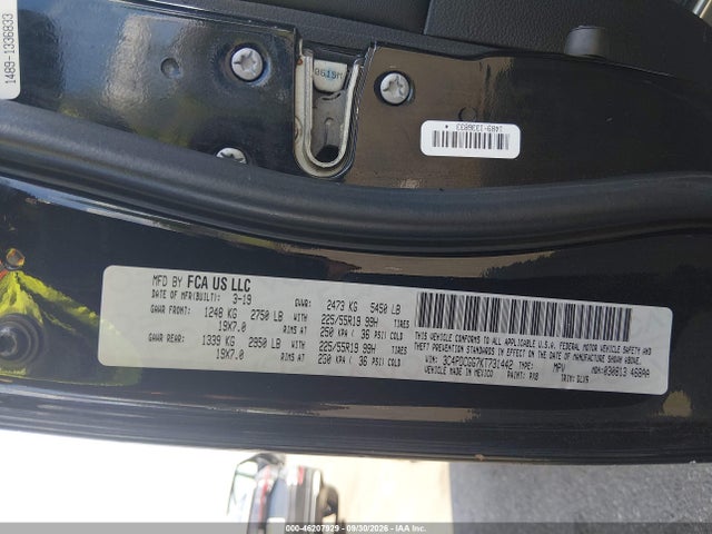 2019 Dodge Journey Crossroad მანქანა იყიდება აუქციონზე, vin: 3C4PDCGG7KT731442, აუქციონის ნომერი: 46207929