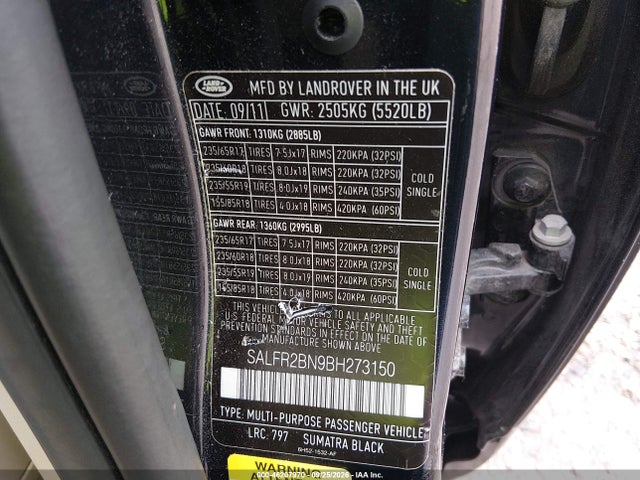Aukcja sprzedaży 2011 Land Rover Lr2, vin: SALFR2BN9BH273150, numer aukcji: 46207970