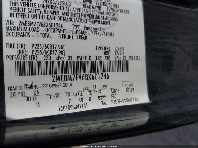 Aukcja sprzedaży 2011 Mercury Grand Marquis Ls (fleet Only), vin: 2MEBM7FV6BX601246, numer aukcji: 46207983