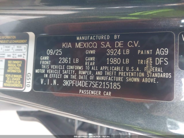 Aukcja sprzedaży 2025 Kia K4 Ex, vin: 3KPFU4DE7SE215185, numer aukcji: 46208052