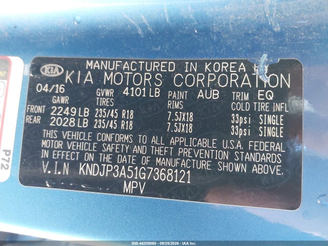 Продаж на аукціоні авто 2016 Kia Soul +, vin: KNDJP3A51G7368121, номер лоту: 46208060