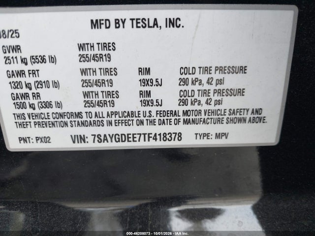 7SAYGDEE7TF418378 Tesla Model Y All-wheel Drive/long Range Launch Series/premium All-wheel Drive