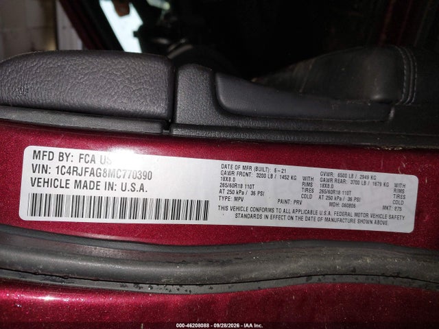 Продаж на аукціоні авто 2021 Jeep Grand Cherokee Laredo E 4x4, vin: 1C4RJFAG8MC770390, номер лоту: 46208088