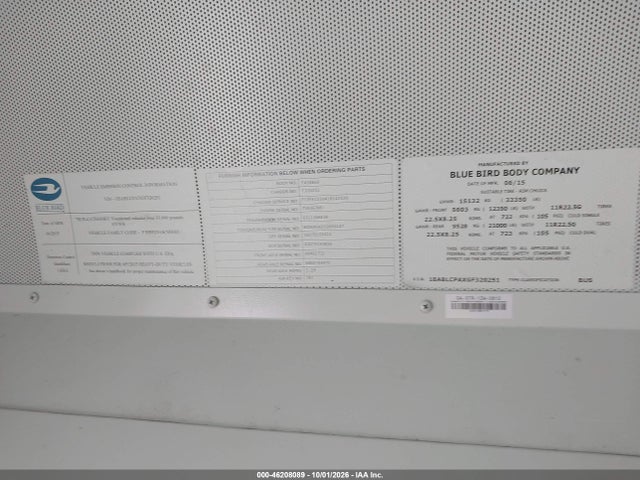 Blue Bird School Bus / Transit Bus 2016 1BABLCPAXGF320251 Image 9