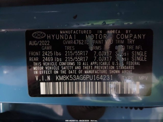 2023 Hyundai Kona Electric Limited მანქანა იყიდება აუქციონზე, vin: KM8K53AG6PU164231, აუქციონის ნომერი: 46208114