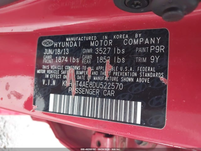 Aukcja sprzedaży 2013 Hyundai Accent Gls, vin: KMHCT4AE8DU522570, numer aukcji: 46208192