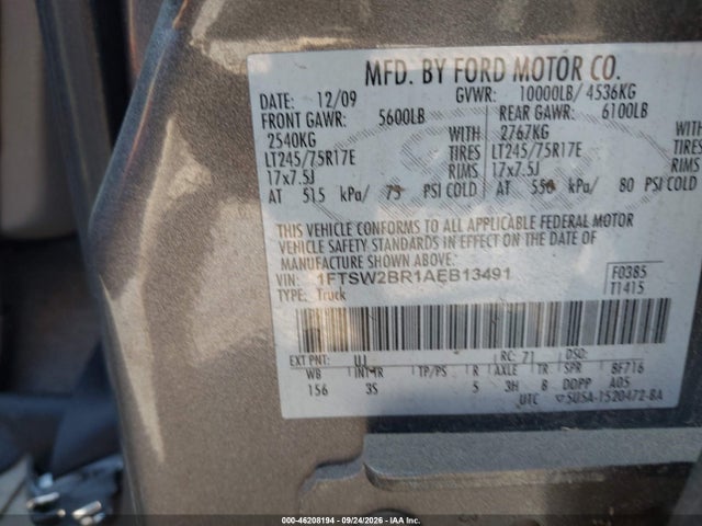 Продажа на аукционе авто 2010 Ford F-250 Cabela's/harley-davidson/king Ranch/lariat/xl/xlt, vin: 1FTSW2BR1AEB13491, номер лота: 46208194