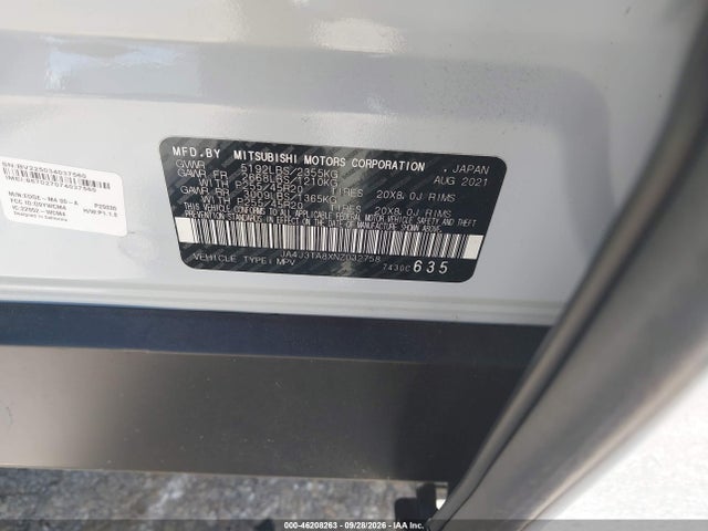 Aukcja sprzedaży 2022 Mitsubishi Outlander Es 2.5 2wd, vin: JA4J3TA8XNZ032758, numer aukcji: 46208263