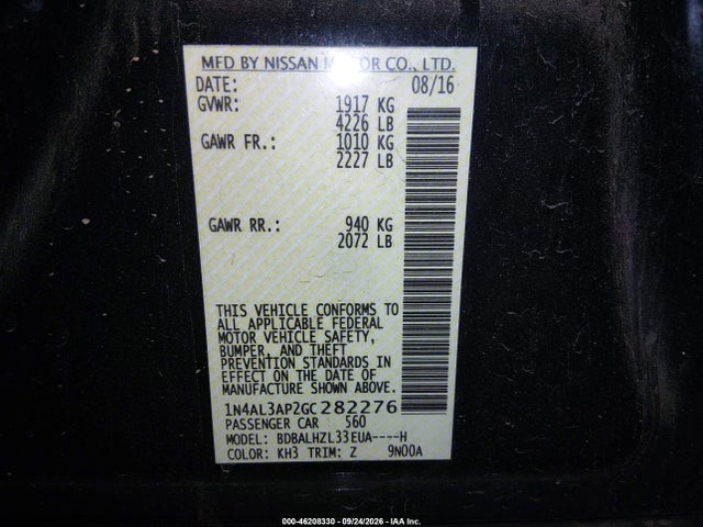 Nissan Altima 2.5 Sr 2016 1N4AL3AP2GC282276 Image 9