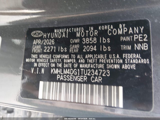 Продаж на аукціоні авто 2026 Hyundai Elantra Sel Sport, vin: KMHLM4DG1TU234723, номер лоту: 46208396