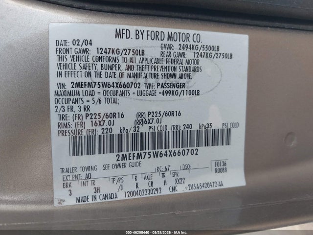 Продаж на аукціоні авто 2004 Mercury Grand Marquis Ls, vin: 2MEFM75W64X660702, номер лоту: 46208440