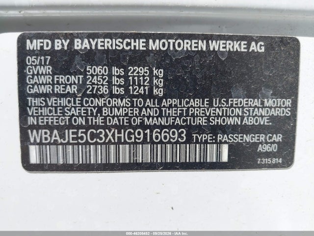 WBAJE5C3XHG916693 BMW 540I