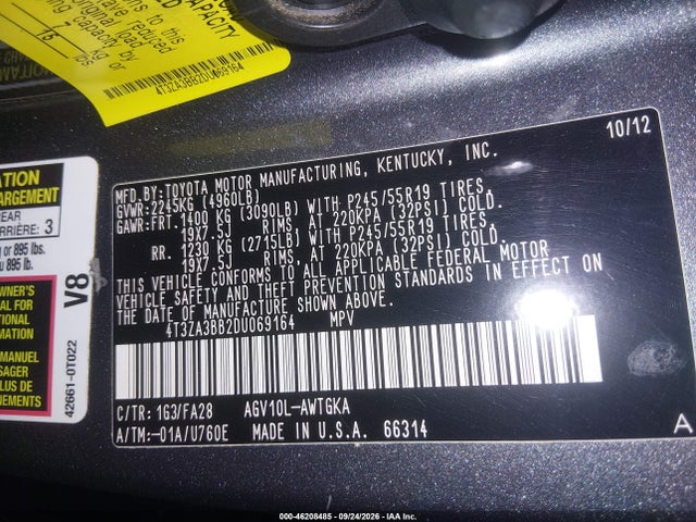 46208485 :رقم المزاد ، 4T3ZA3BB2DU069164 vin ، 2013 Toyota Venza Le مزاد بيع