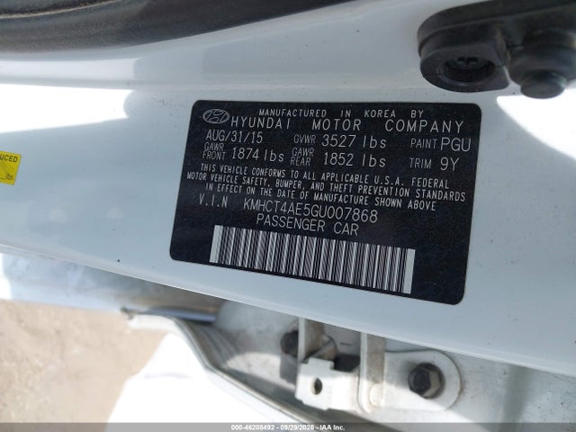 2016 Hyundai Accent Se მანქანა იყიდება აუქციონზე, vin: KMHCT4AE5GU007868, აუქციონის ნომერი: 46208492