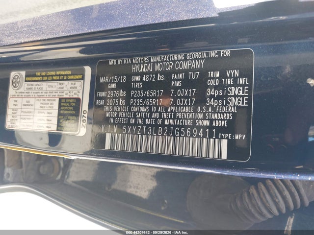 Продажа на аукционе авто 2018 Hyundai Santa Fe Deportivo 2.4l, vin: 5XYZT3LB2JG569411, номер лота: 46208682