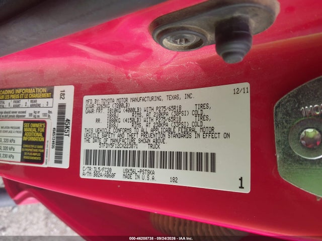 2012 Toyota Tundra Grade 5.7l V8 მანქანა იყიდება აუქციონზე, vin: 5TFDY5F12CX223871, აუქციონის ნომერი: 46208738