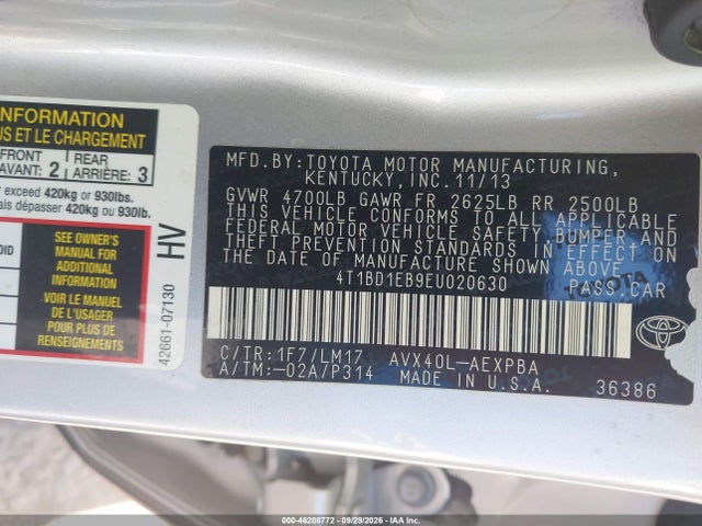 Продаж на аукціоні авто 2014 Toyota Avalon Hybrid Limited, vin: 4T1BD1EB9EU020630, номер лоту: 46208772