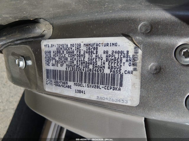 2001 Toyota Camry Ce/le/xle მანქანა იყიდება აუქციონზე, vin: 4T1BG22K41U024693, აუქციონის ნომერი: 46208781