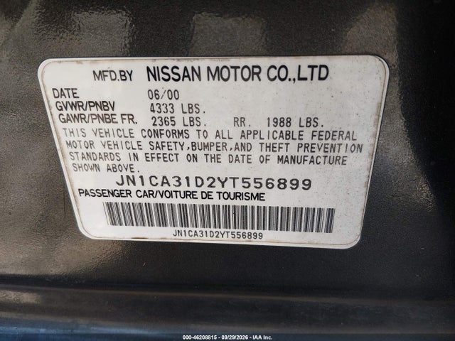 Продажа на аукционе авто 2000 Nissan Maxima Gle/gxe/se, vin: JN1CA31D2YT556899, номер лота: 46208815