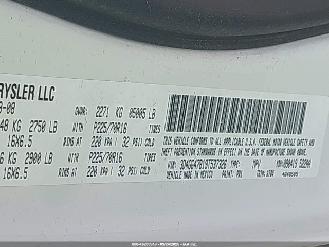 Продажа на аукционе авто 2009 Dodge Journey Se, vin: 3D4GG47B19T537326, номер лота: 46208940