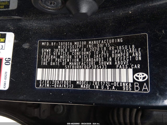 Toyota Corolla Le Plus 2016 5YFBURHE0GP385433 Image 9