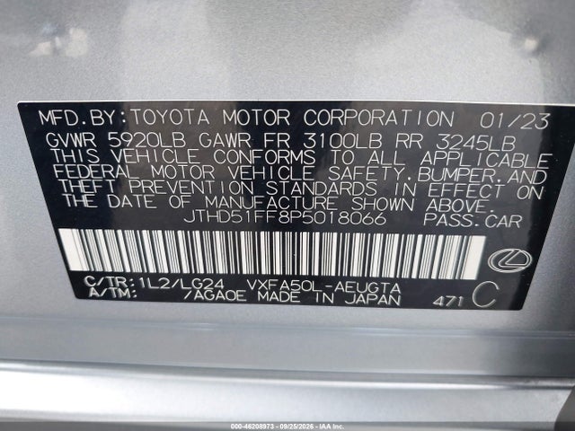46208973 :رقم المزاد ، JTHD51FF8P5018066 vin ، 2023 Lexus Ls 500 مزاد بيع