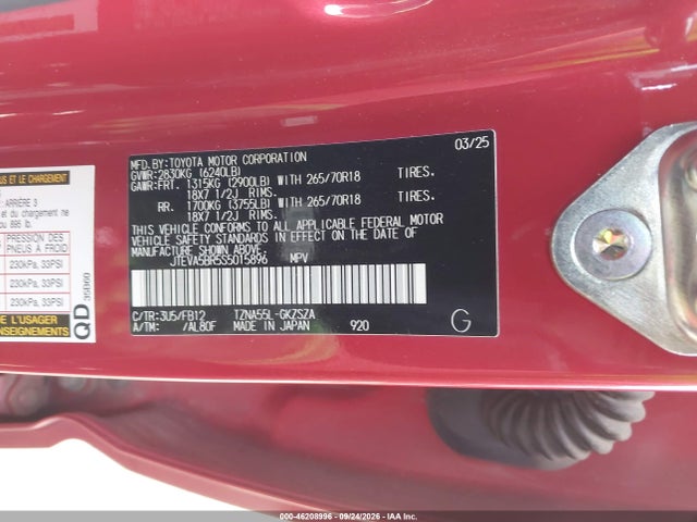 Toyota 4runner Trd Off Road 2025 JTEVA5BR5S5015896 Image 9