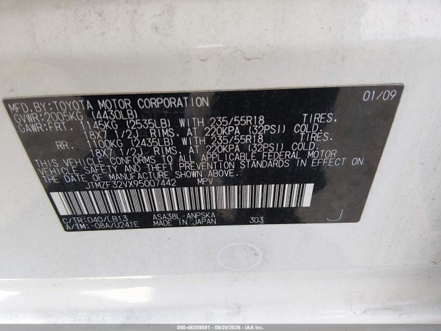Продаж на аукціоні авто 2009 Toyota Rav4 Sport, vin: JTMZF32VX95007442, номер лоту: 46209091