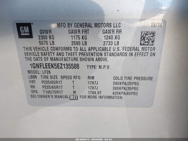2014 Chevrolet Equinox Ls მანქანა იყიდება აუქციონზე, vin: 1GNFLEEK5EZ135588, აუქციონის ნომერი: 46209113