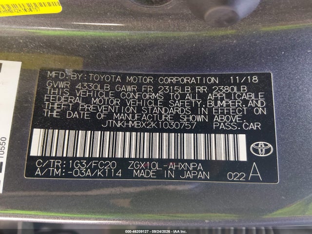Toyota C-HR LE 2019 JTNKHMBX2K1030757 Image 9