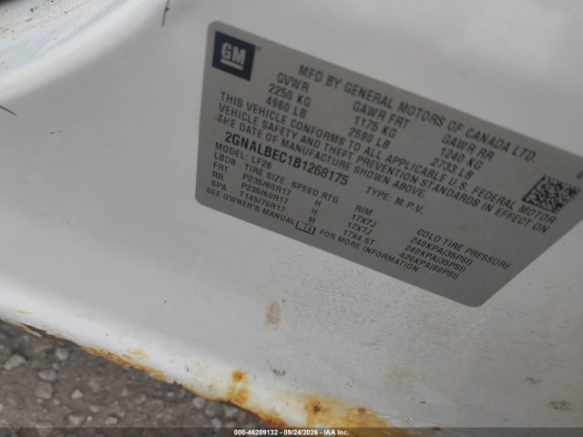 Продажа на аукционе авто 2011 Chevrolet Equinox Ls, vin: 2GNALBEC1B1268175, номер лота: 46209132