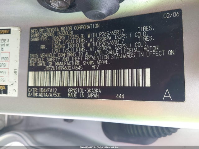Продаж на аукціоні авто 2006 Toyota 4runner Sr5 V6, vin: JTEZU14R960074645, номер лоту: 46209176