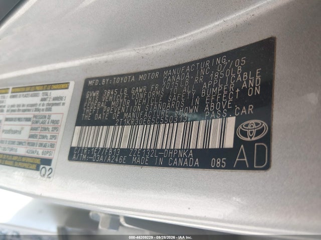 2005 Toyota Matrix Xr მანქანა იყიდება აუქციონზე, vin: 2T1KR30E65C550313, აუქციონის ნომერი: 46209229