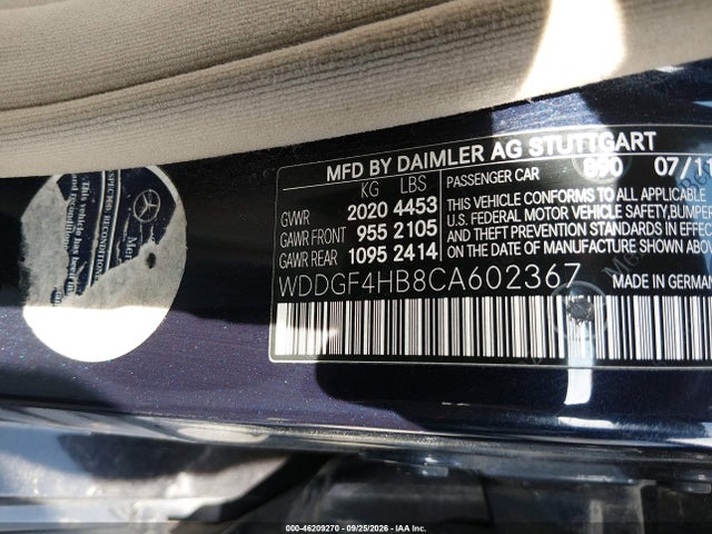 2012 Mercedes-benz C 250 Sport მანქანა იყიდება აუქციონზე, vin: WDDGF4HB8CA602367, აუქციონის ნომერი: 46209270