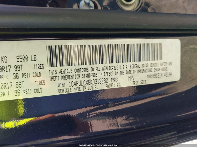 Продажа на аукционе авто 2019 Jeep Cherokee Latitude Fwd, vin: 1C4PJLCX8KD313282, номер лота: 46209360