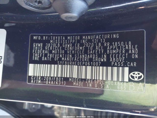 Toyota COROLLA LE 2014 5YFBURHE0EP061007 Image 9