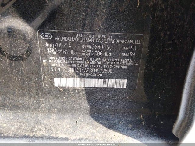 2015 Hyundai Elantra Se მანქანა იყიდება აუქციონზე, vin: 5NPDH4AE8FH572506, აუქციონის ნომერი: 46209435