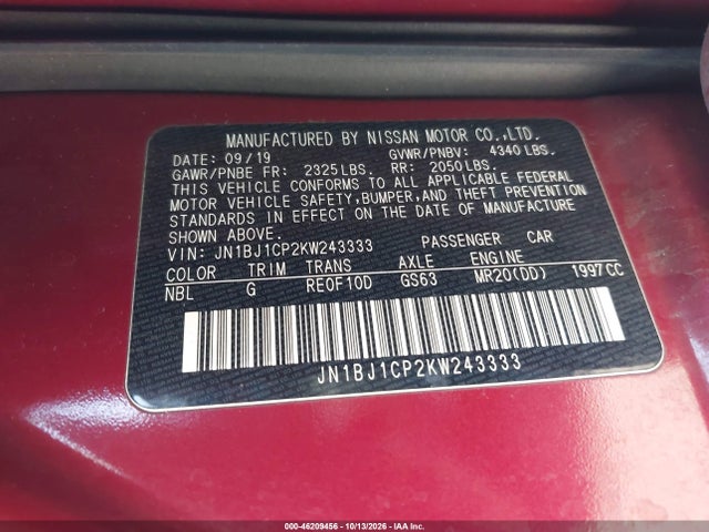 JN1BJ1CP2KW243333 Nissan Rogue Sport S