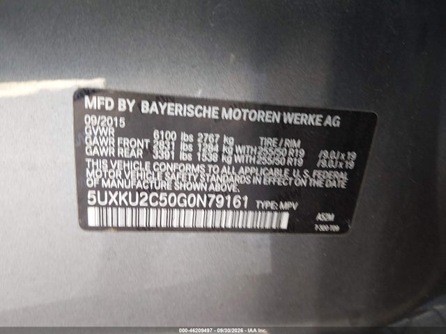 BMW X6 Xdrive35i 2016 5UXKU2C50G0N79161 Image 9