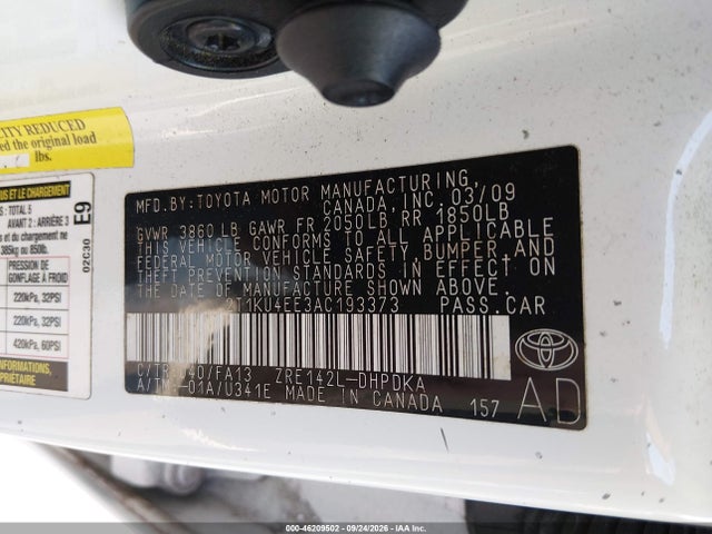 46209502 :رقم المزاد ، 2T1KU4EE3AC193373 vin ، 2010 Toyota Matrix مزاد بيع