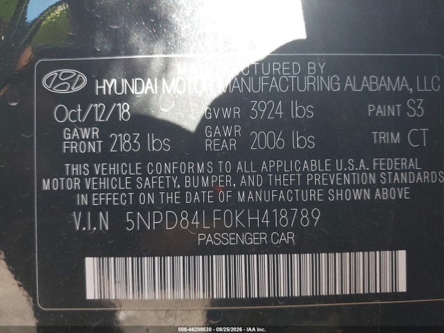 Hyundai Elantra Value Edition 2019 5NPD84LF0KH418789 Image 9
