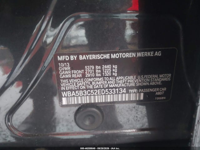 Продажа на аукционе авто 2014 Bmw 535i Xdrive, vin: WBA5B3C52ED533134, номер лота: 46209549